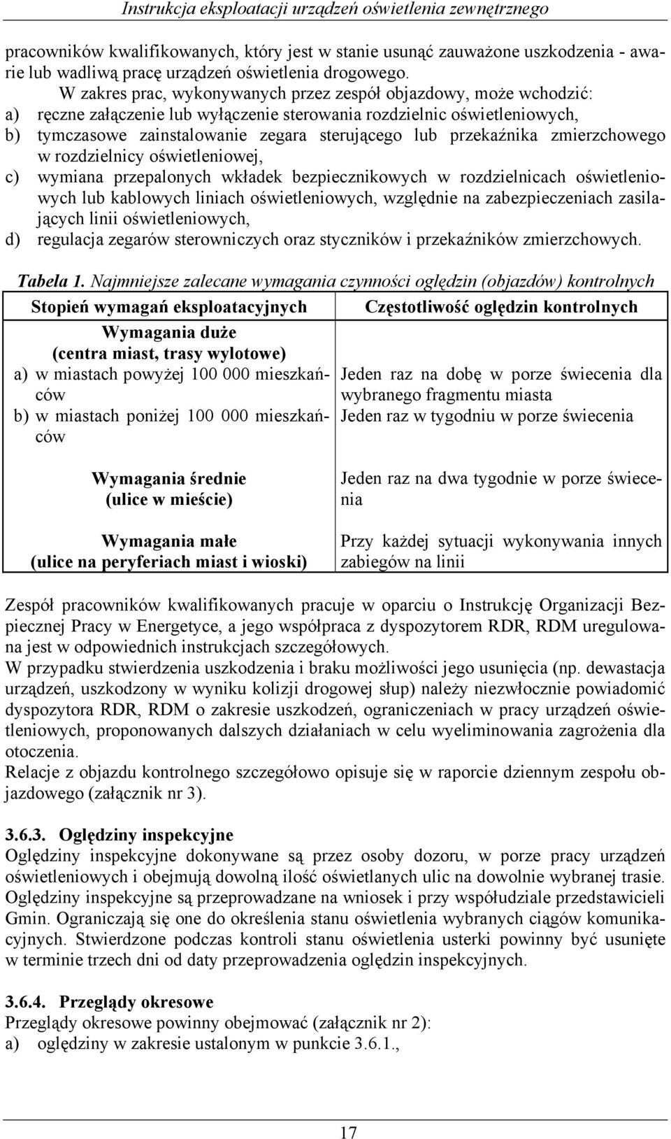 przekaźnika zmierzchowego w rozdzielnicy oświetleniowej, c) wymiana przepalonych wkładek bezpiecznikowych w rozdzielnicach oświetleniowych lub kablowych liniach oświetleniowych, względnie na