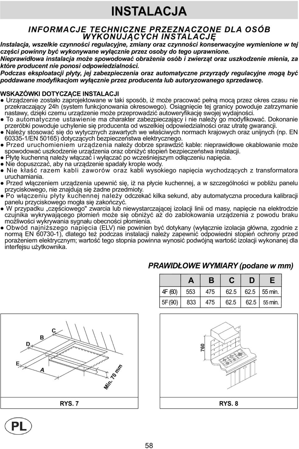 Podczas eksploatacji płyty, jej zabezpieczenia oraz automatyczne przyrządy regulacyjne mogą być poddawane modyfikacjom wyłącznie przez producenta lub autoryzowanego sprzedawcę.