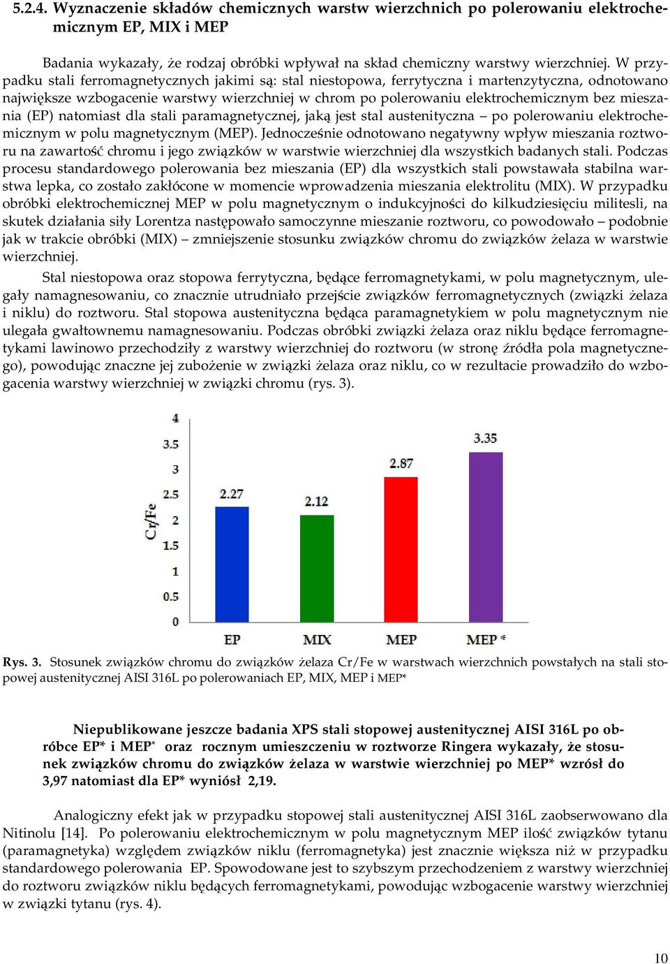 mieszania (EP) natomiast dla stali paramagnetycznej, jaką jest stal austenityczna po polerowaniu elektrochemicznym w polu magnetycznym (MEP).