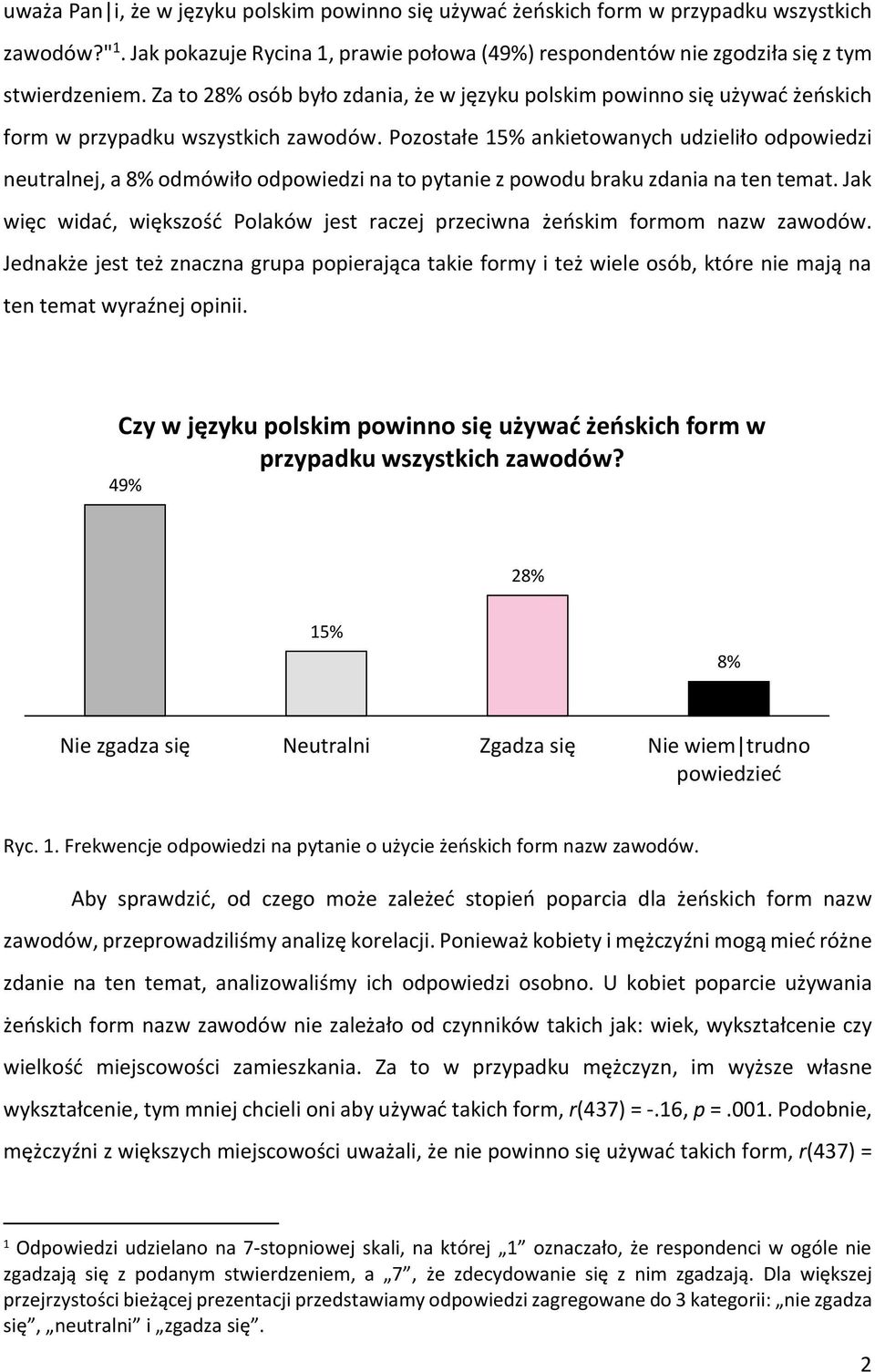 Pozostałe 15% ankietowanych udzieliło odpowiedzi neutralnej, a 8% odmówiło odpowiedzi na to pytanie z powodu braku zdania na ten temat.