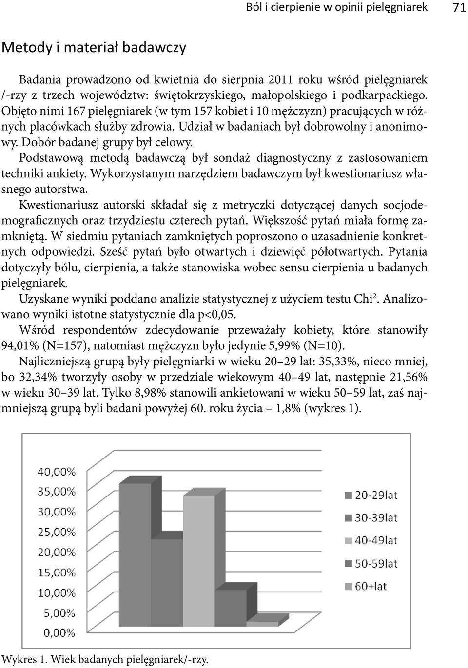Dobór badanej grupy był celowy. Podstawową metodą badawczą był sondaż diagnostyczny z zastosowaniem techniki ankiety. Wykorzystanym narzędziem badawczym był kwestionariusz własnego autorstwa.
