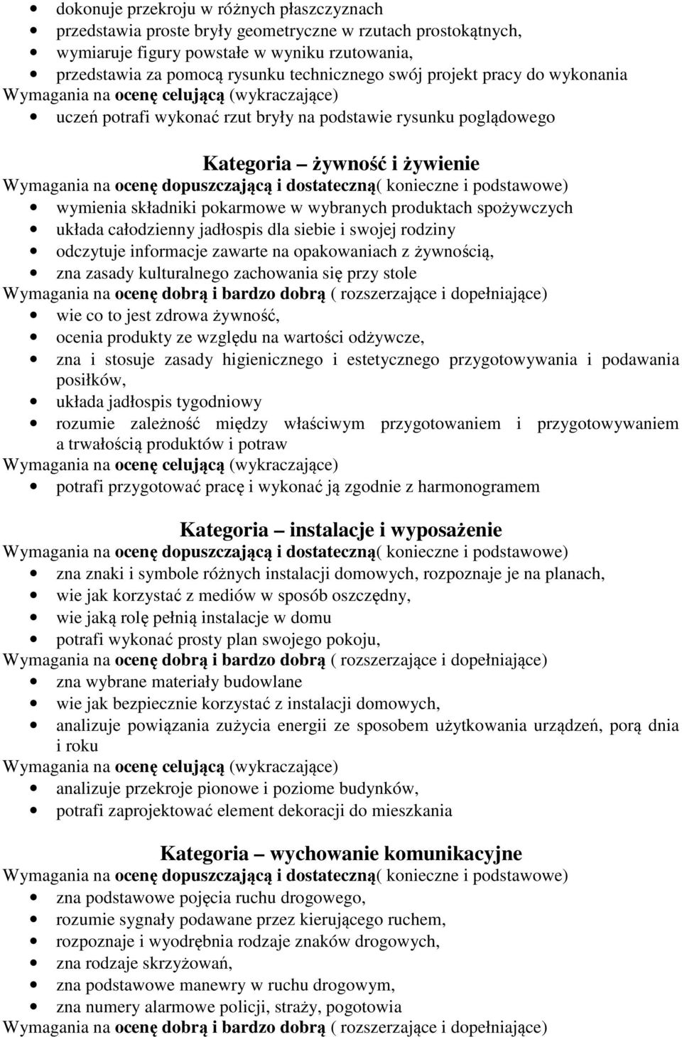 całodzienny jadłospis dla siebie i swojej rodziny odczytuje informacje zawarte na opakowaniach z żywnością, zna zasady kulturalnego zachowania się przy stole wie co to jest zdrowa żywność, ocenia