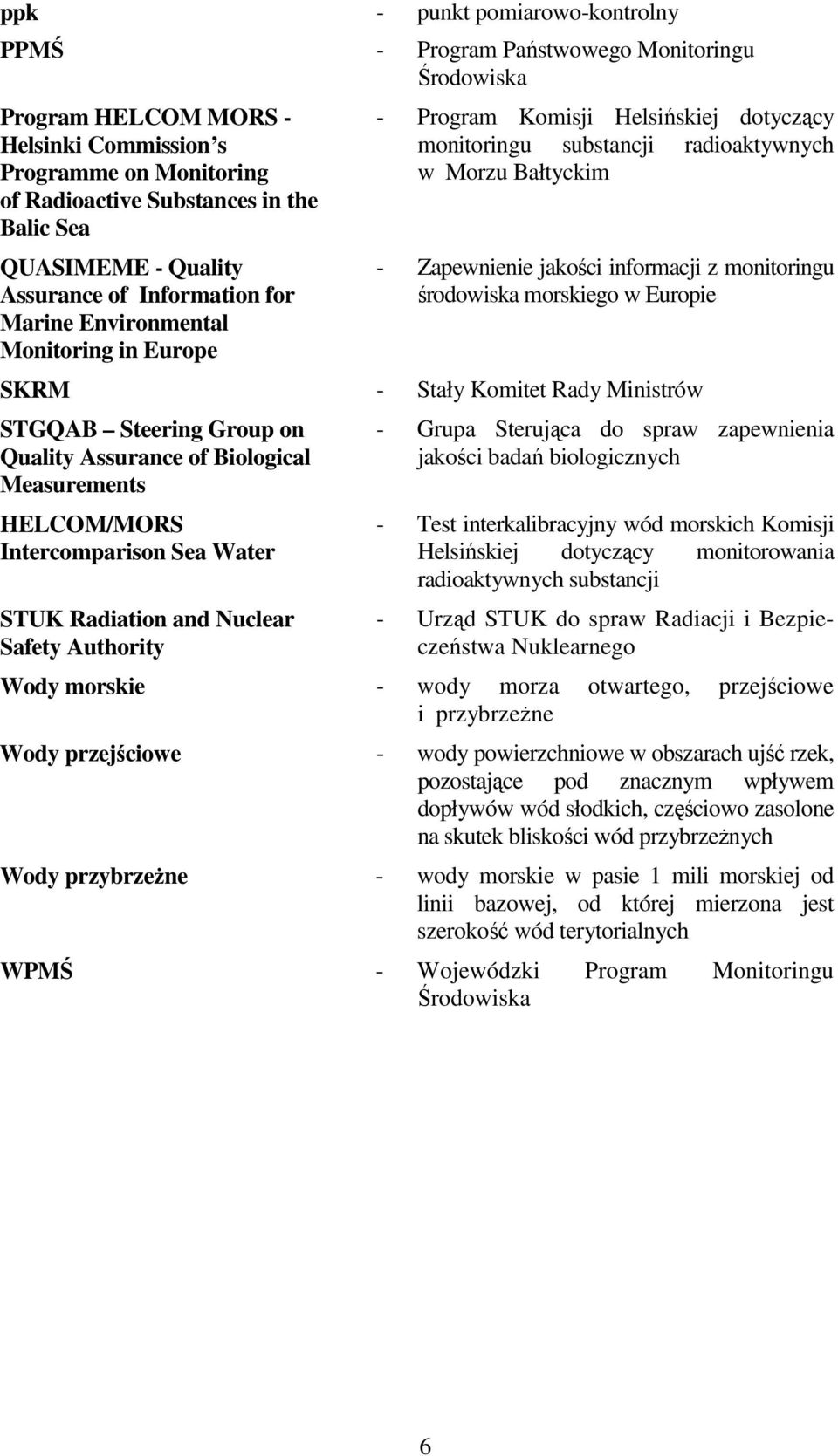 Zapewnienie jakości informacji z monitoringu środowiska morskiego w Europie SKRM - Stały Komitet Rady Ministrów STGQAB Steering Group on Quality Assurance of Biological Measurements HELCOM/MORS