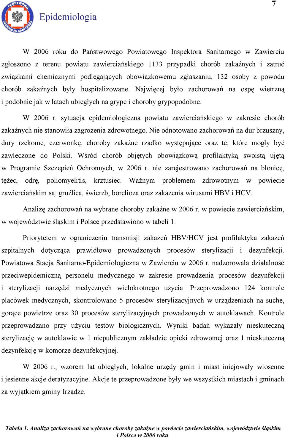Najwięcej było zachorowań na ospę wietrzną i podobnie jak w latach ubiegłych na grypę i choroby grypopodobne. W 6 r.