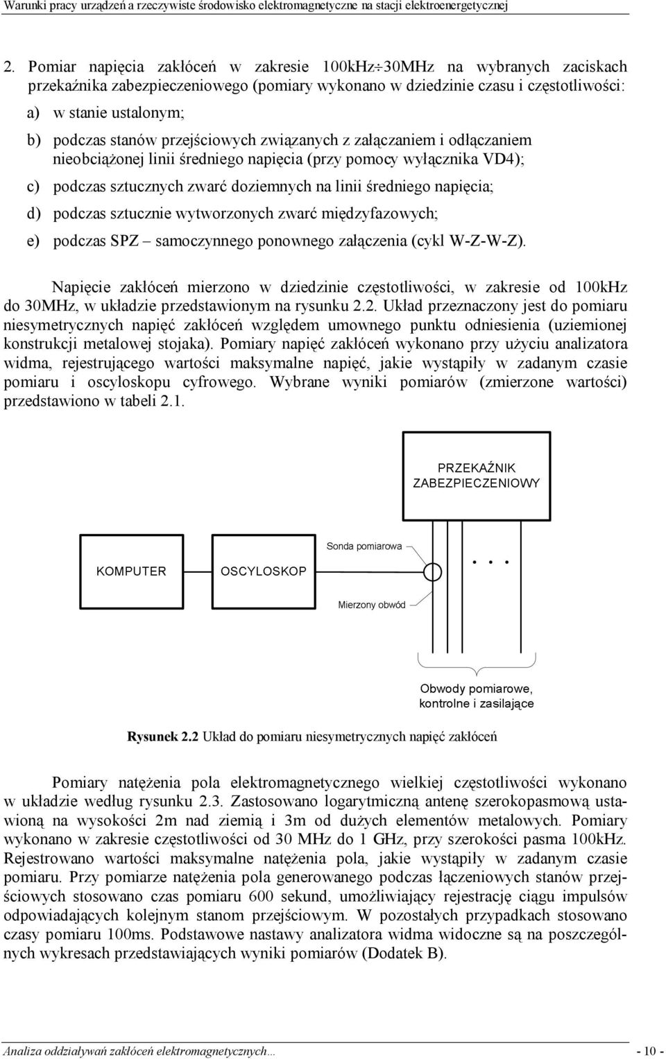 przejściowych związanych z załączanie i odłączanie nieobciążonej linii średniego napięcia (przy poocy wyłącznika VD4); c) podczas sztucznych zwarć dozienych na linii średniego napięcia; d) podczas