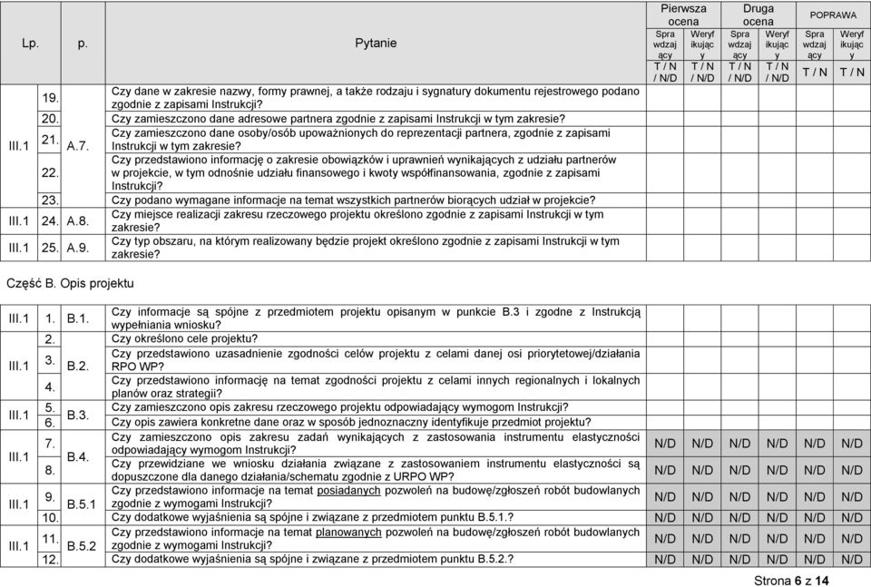 Cz zamieszczono dane osob/osób upoważnionch do reprezentacji partnera, zgodnie z zapisami Instrukcji w tm zakresie? 22.