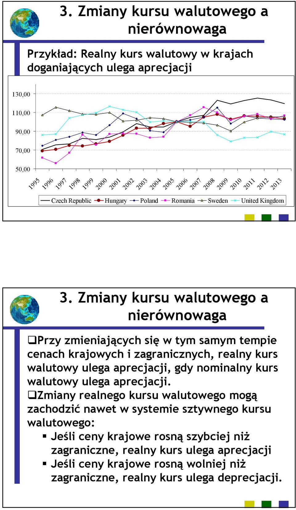 realny kurs walutowy ulega aprecjacji, gdy nominalny kurs walutowy ulega aprecjacji.