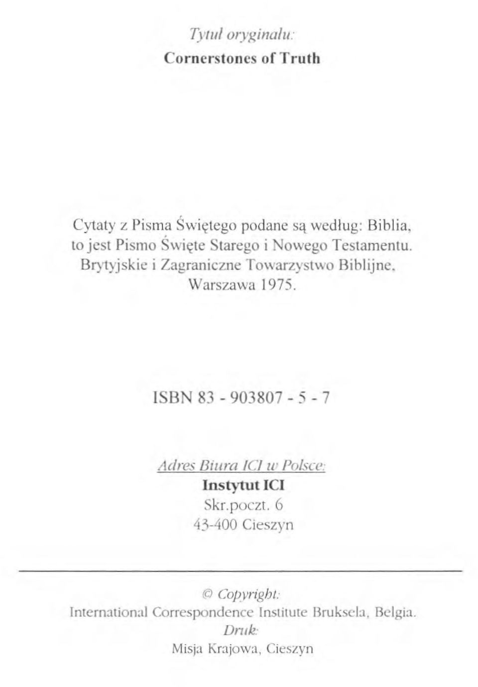 Warszawa ł 975 ISBN 83-903807 - 5-7 Acile; Biura lc1 Ul PoLKe Instytut ICI Ski poczt 6 43 400