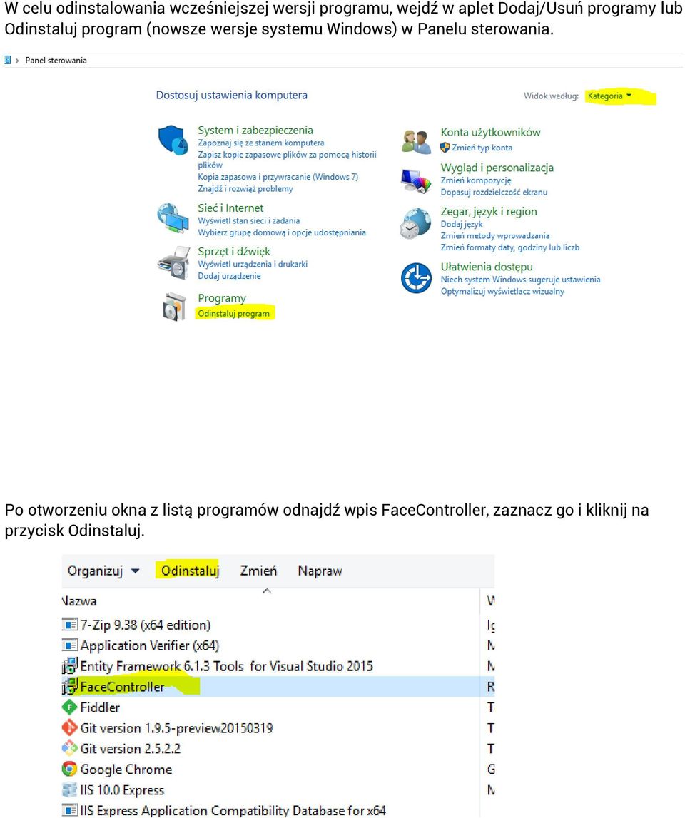 Windows) w Panelu sterowania.
