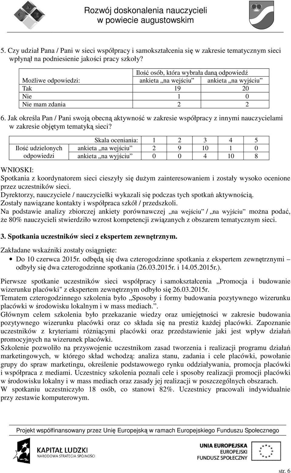 Jak określa Pan / Pani swoją obecną aktywność w zakresie współpracy z innymi nauczycielami w zakresie objętym tematyką sieci?