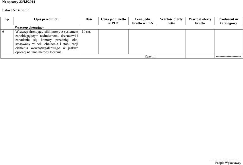 systemem 10 szt.