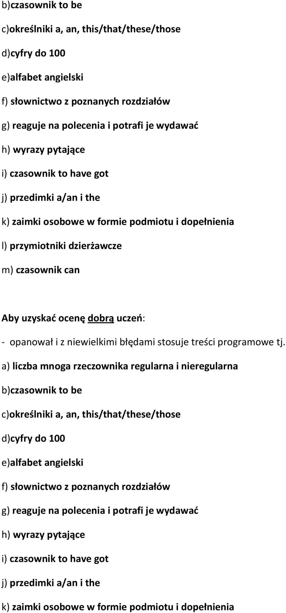 niewielkimi błędami stosuje treści programowe