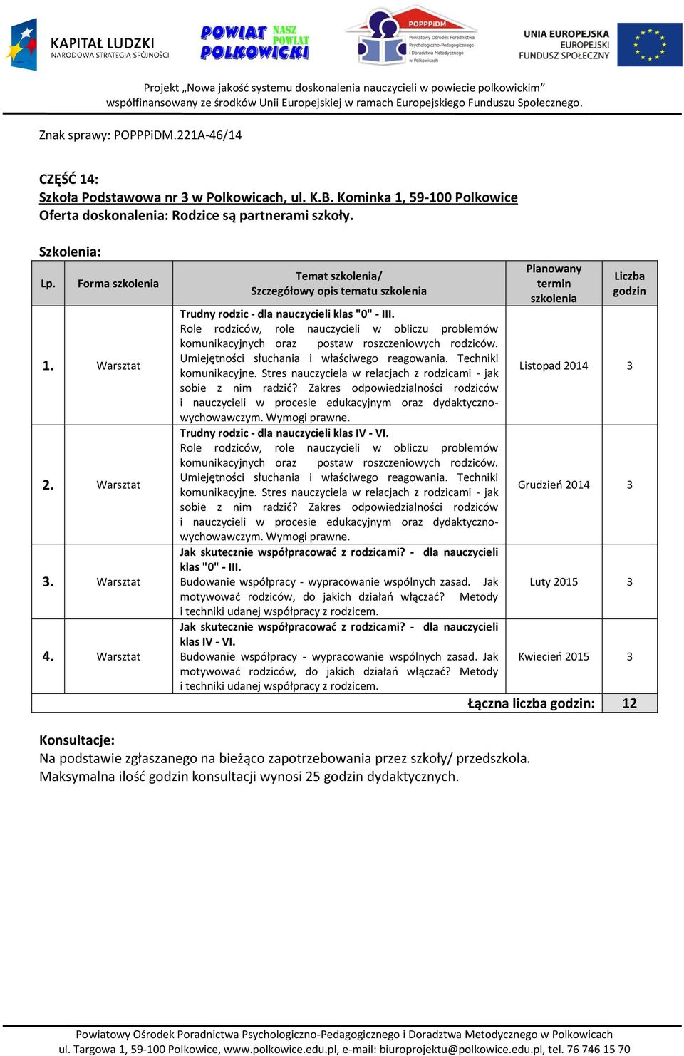 Role rodziców, role nauczycieli w obliczu problemów komunikacyjnych oraz postaw roszczeniowych rodziców. Umiejętności słuchania i właściwego reagowania. Techniki komunikacyjne.