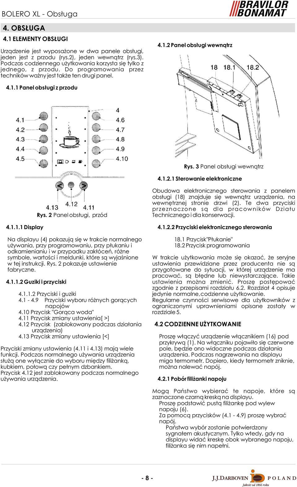 3 Panel obs³ugi wewn¹trz 4.1.2.1 Sterowanie elektroniczne Rys.