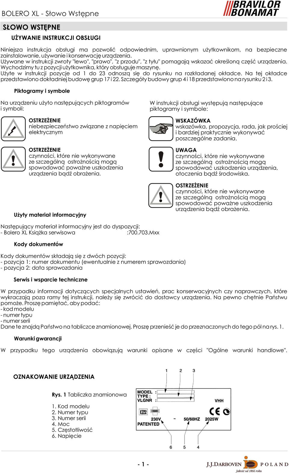 U yte w instrukcji pozycje od 1 do 23 odnosz¹ siê do rysunku na rozk³adanej ok³adce. Na tej ok³adce przedstawiono dok³adniej budowê grup 17 i 22.