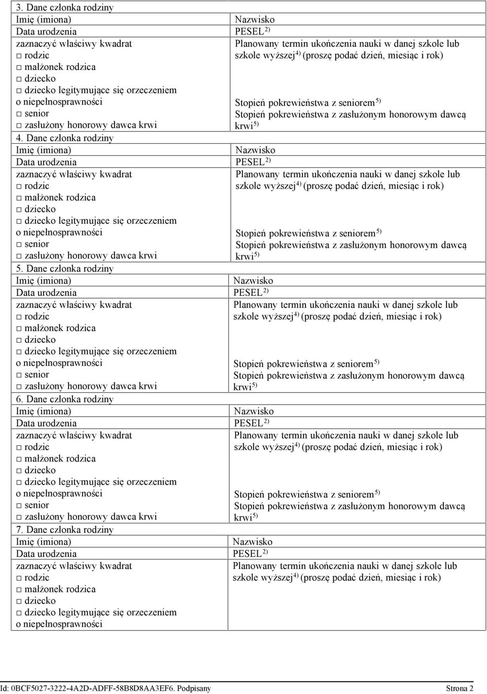 Dane członka rodziny 6.