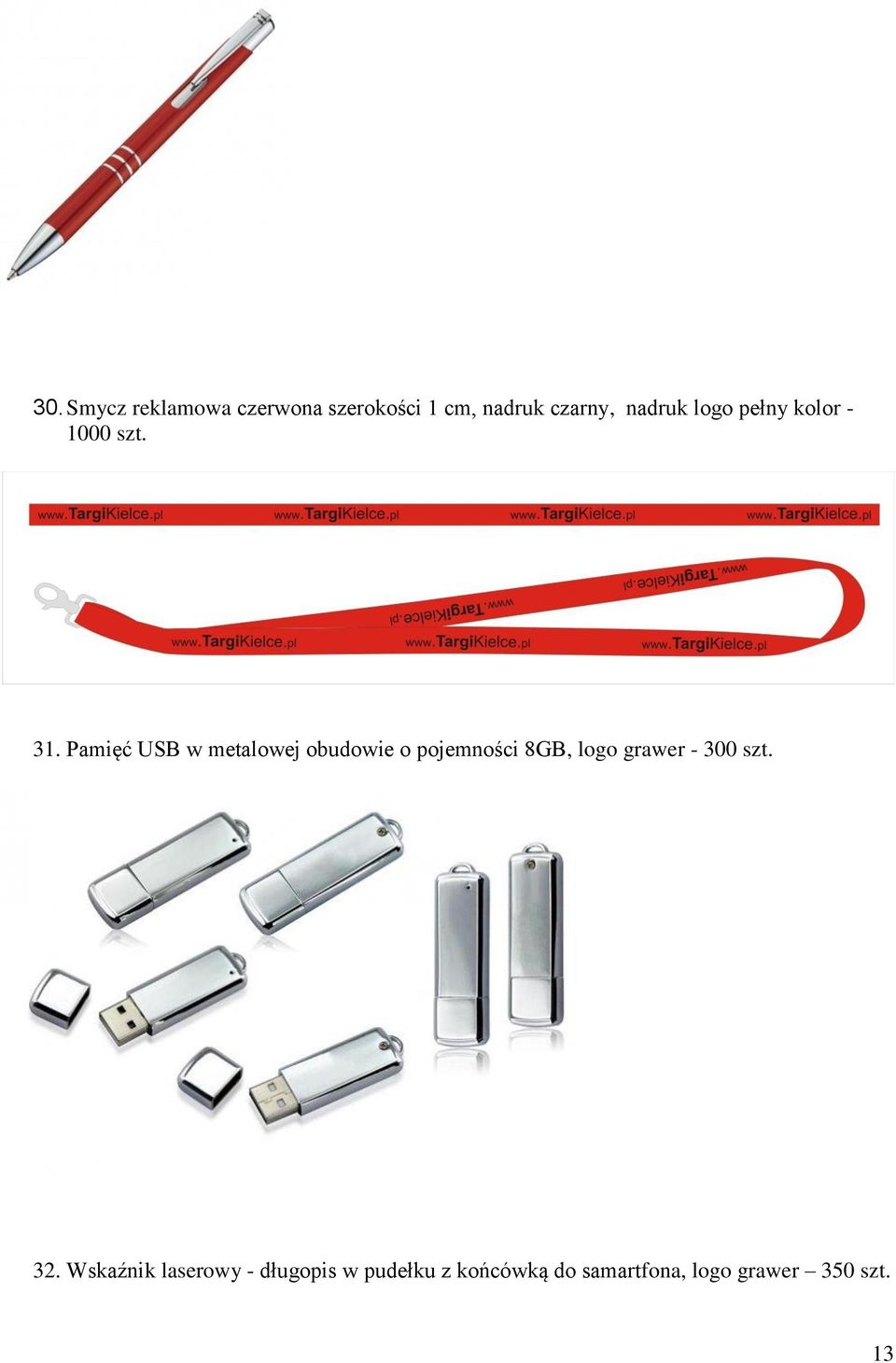 Pamięć USB w metalowej obudowie o pojemności 8GB, logo grawer -