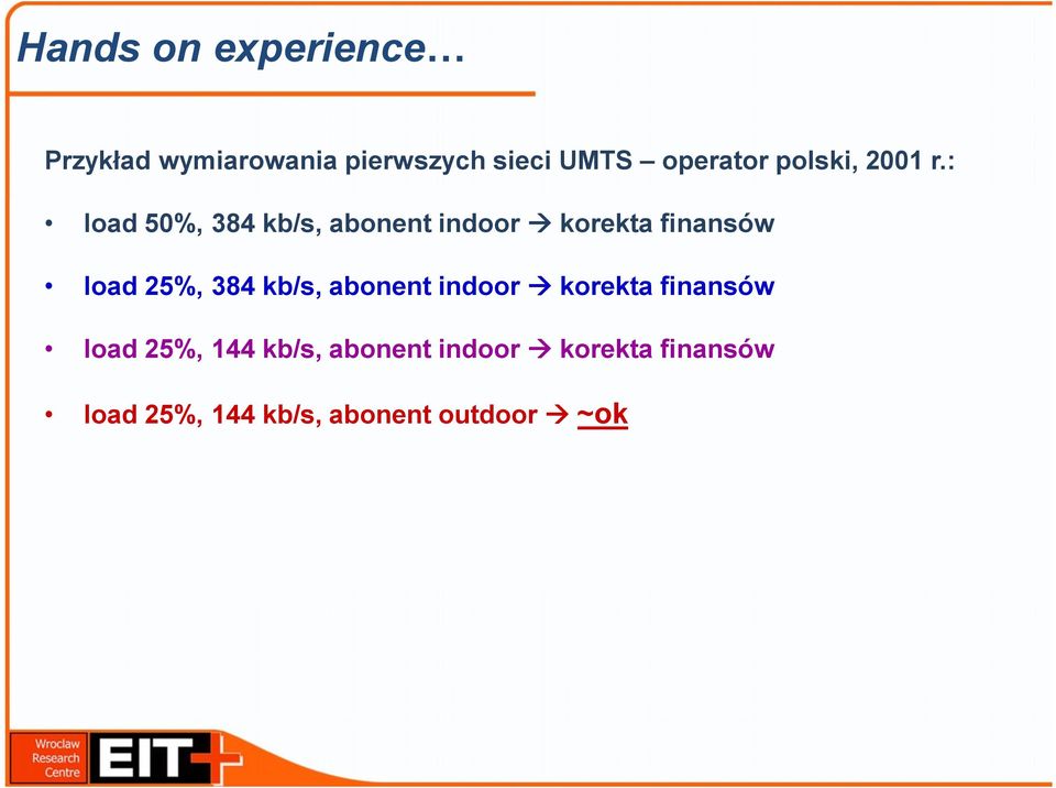 : load 50%, 384 kb/s, abonent indoor à korekta finansów load 25%, 384