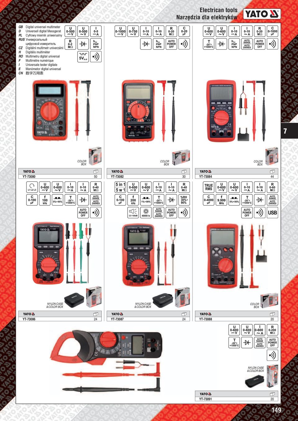 Universale tester digitale Manómetor digital universal 数字万用表 COLOR BOX COLOR BOX 50 YT-3080 YT-3086 30 YT-3082 NYLON CAS