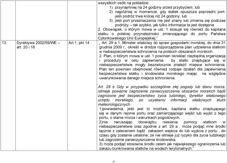 jeśli port przeznaczenia nie jest znany lub zmienia się podczas podróży tak szybko, jak tylko informacja ta jest dostępna. 2. Obowiązek, o którym mowa w ust.