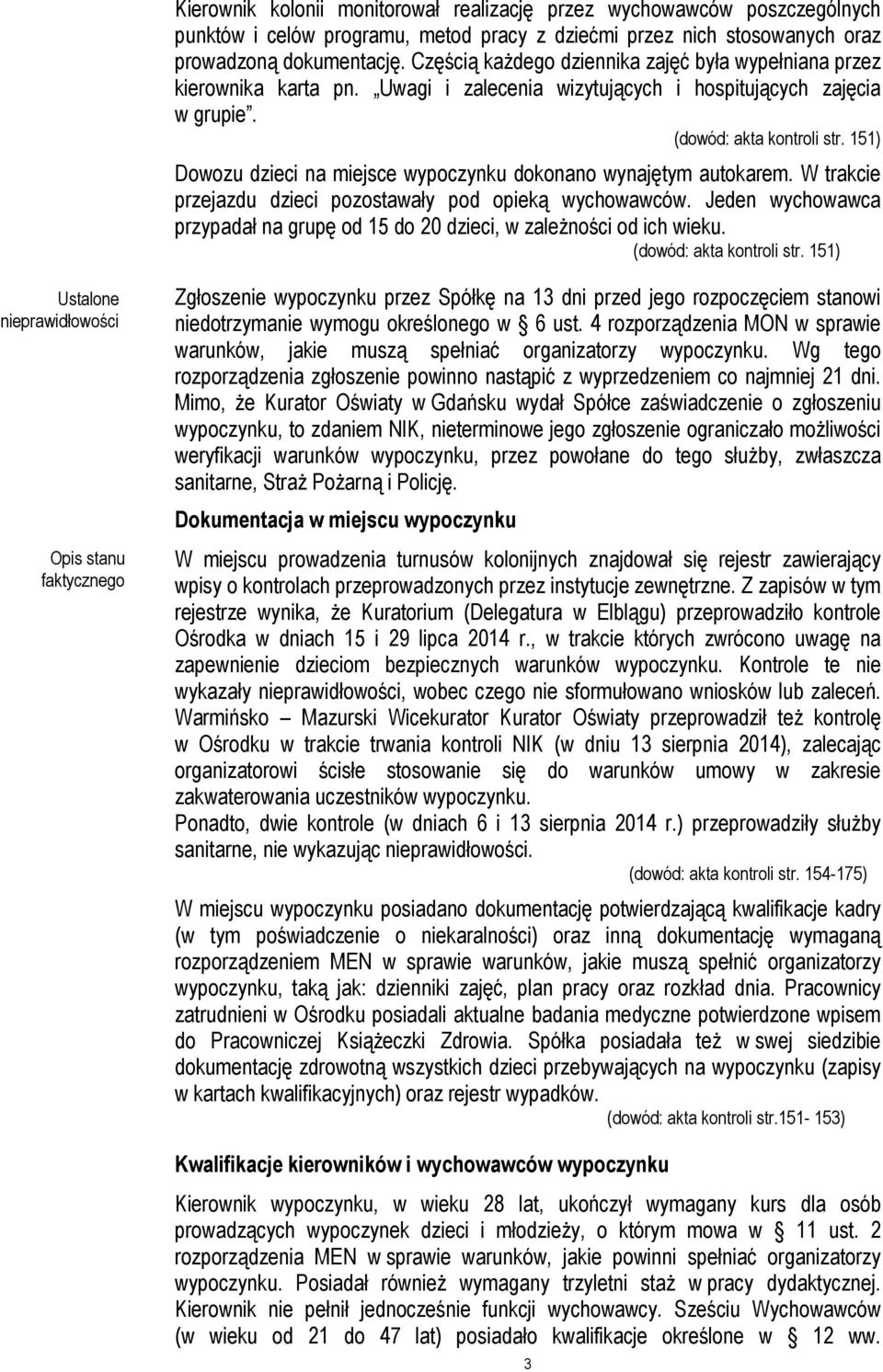 Dowozu dzieci na miejsce wypoczynku dokonano wynajętym autokarem. W trakcie przejazdu dzieci pozostawały pod opieką wychowawców.