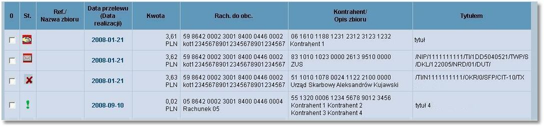 Rozdział 9 Przelewy odpowiednią literę. Na liście odbiorców zostaną wyświetlone skróty nazw.