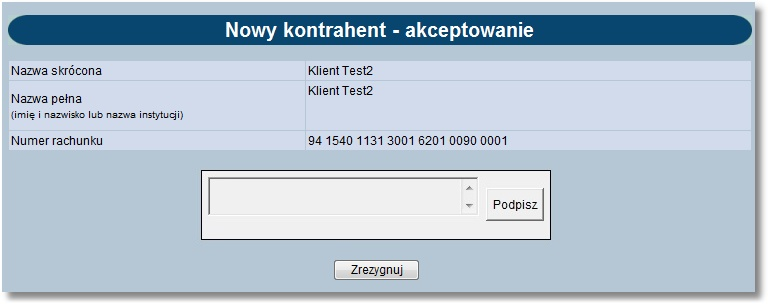 Rozdział 9 Przelewy Po dokonaniu autoryzacji szablon zostaje dodany/zmodyfikowany.