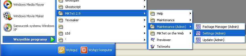 Konfiguracja MiKTeX 2.9 9.