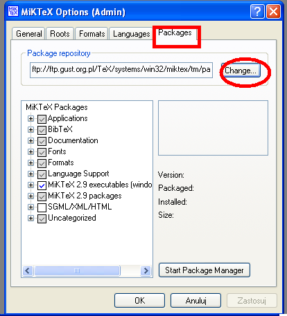 Konfiguracja MiKTeX 2.9 11.