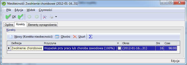 Następnie naliczamy wypłatę z datą wypłaty w lutym 2012, zaznaczamy