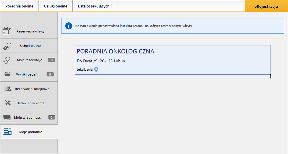 11.4. Ogłoszenia Administrator systemu może umieścić w ekranie ogłoszenia (informacje marketingowe). Wiadomości nieprzeczytane oznaczone są na niebiesko.