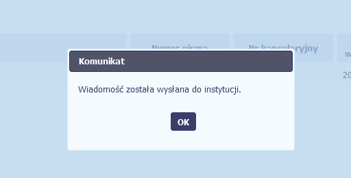 Na ekranie system zaprezentuje komunikat o podpisie dokumentu,pozwalający od razu przesłać dokument. Wybór Nie spowoduje zamknięcie komunikatu i zapis dokumentu w folderze Robocze.