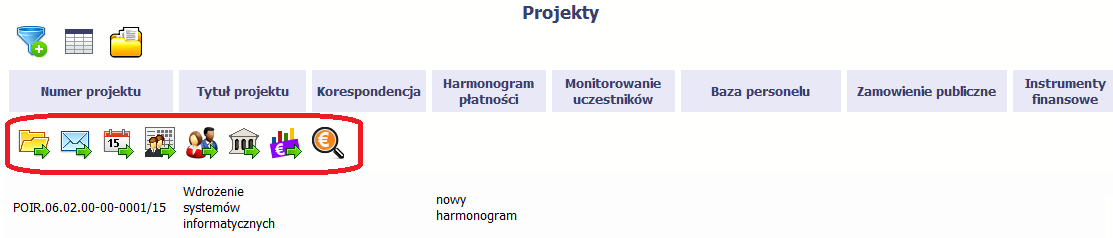 2.6. Pasek narzędzi W tabeli zawierającej informację na temat Twoich projektów dostępny jest pasek narzędzi odpowiadający funkcjom związanym z modułami dostępnymi w SL2014. 2.7.
