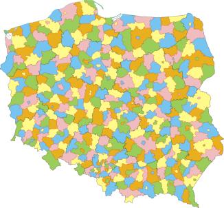 1 Mapa zamieszczona obok przedstawia podział Polski na: a) gminy b) powiaty c) województwa d) dzielnice 2 Samorząd terytorialny funkcjonuje według określonych zasad Przyporządkuj ich nazwy do opisów