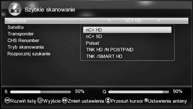 Automatyczne Wyszukiwanie: wyszukiwanie programów w pełnym zakresie częstotliwości.