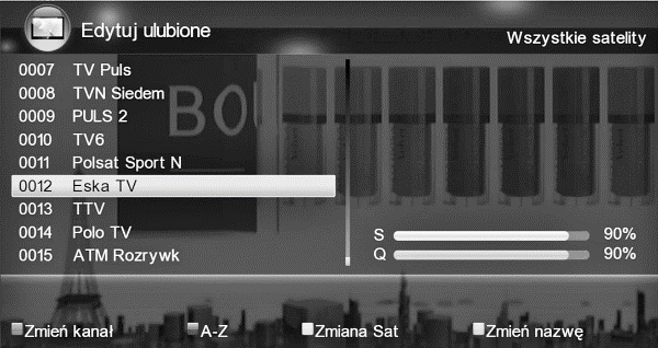 Menu > Edycja kanałów Edytuj kanału: opcja menu umożliwiająca edycję programów w liście