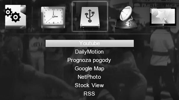 Youtube, DailyMotion, Prognoza pogody, Google Map NetPhoto Stock View, RSS,