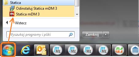 Program można uruchomić również ze skrótu na pulpicie Statica mdm lub poprzez wybranie z menu START - >