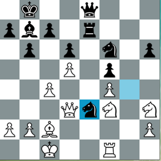 444.Obrona Nimzowitscha [E35] FIDE Grand Prix, Taszkent 2014 GM Caruana (Włochy) 2844 GM Gelfand (Izrael) 2748 1.d4 Sf6 2.c4 e6 3.Sc3 Gb4 4.Hc2 d5 5.cd5 ed5 6.Gg5 h6 7.Gf6 Hf6 8.e3 0 0 9.a3 Gf5 10.