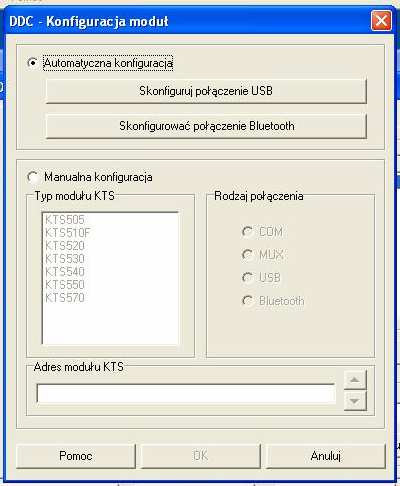 Następnie: KTS 530: - podłączamy KTS 530 do komputera PC i zasilania i wybieramy w Automatycznej