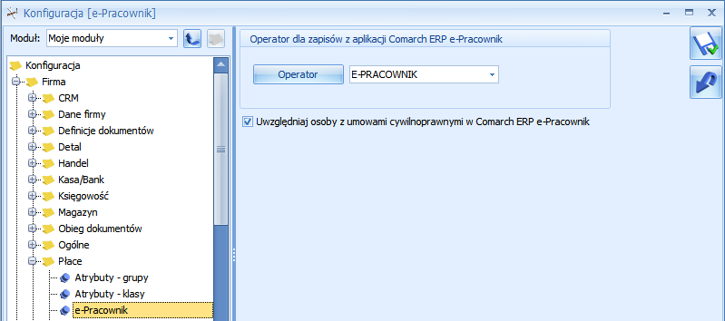 Komunikat o braku ustawionego operatora w bazie danych systemu Comarch ERP XL HR Uwaga: W celu korzystania z nowej funkcjonalności Delegacji programy współpracujące: Comarch ERP XL, Comarch ERP XL HR