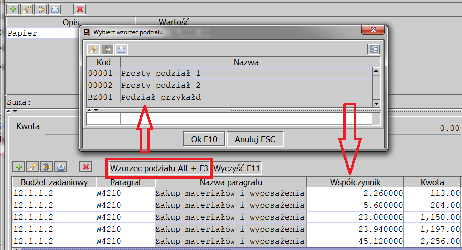 Wzorce podziału System umożliwia wprowadzanie wzorców podziału dla wydatku i kosztów. Jest to bardzo przydatna funkcja przy Budżecie Zadaniowym.