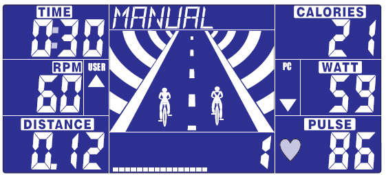 RĘCZNY tryb treningu W trybie czuwania, wybierz MANUAL i wciśnij MODE aby wejść.