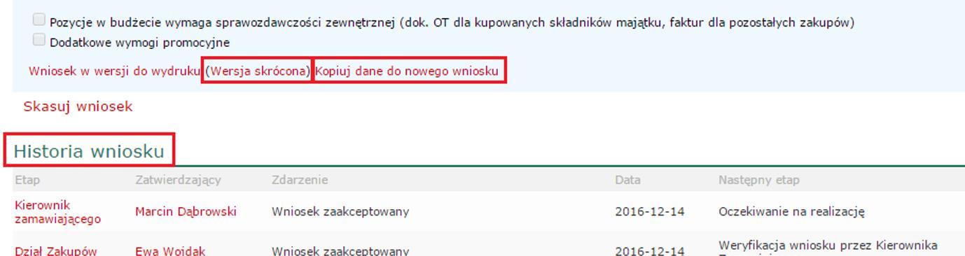 Zaczyna się od kliknięcia na czerwone łącze z numerem wniosku, czyli np. 2016/37 lub 2016/1111.