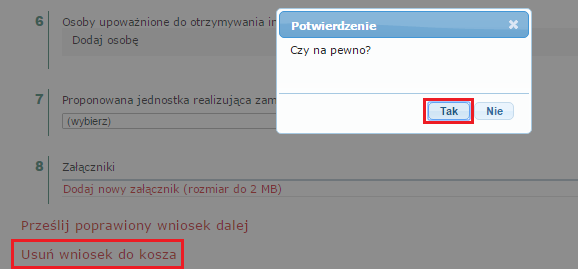 Dopiero po akceptacji wniosku przez Dysponenta wniosek trafi do dalszego obiegu.