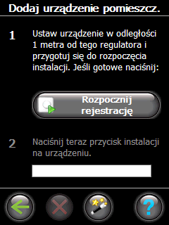 3. Montaż - krok po kroku 3. Nacisnąć przycisk Rozpocznij rejestrację, a następnie krótko przycisk na termostacie. 4. Powtórzyć procedurę dla każdego urządzenia. 5.