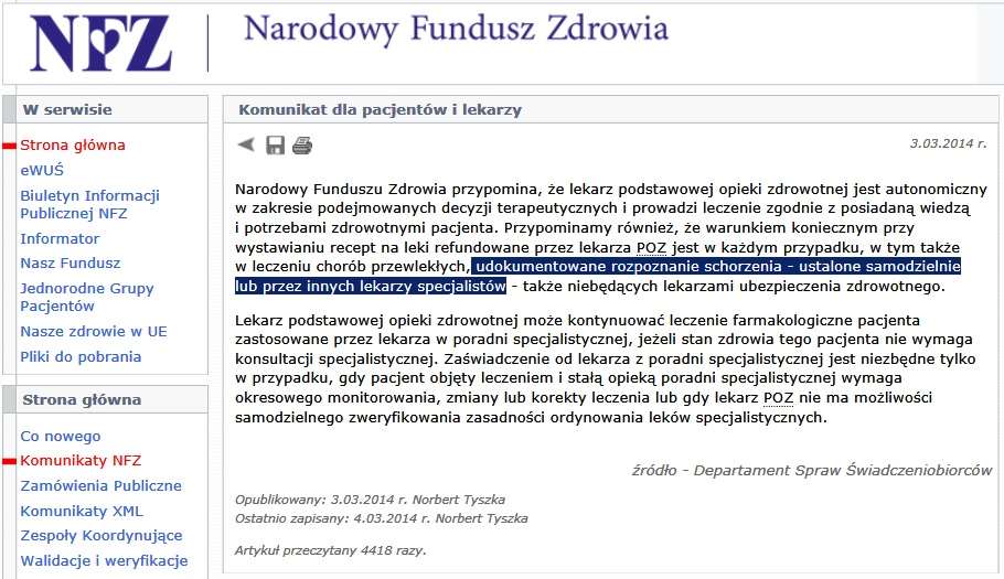 Lekarz POZ może rozpoznać