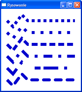 19/58 Dashes <Canvas> <Polyline StrokeDashArray="1".../> <Polyline StrokeDashArray="1 2".../> <Polyline StrokeDashArray="2 1".../> <Polyline StrokeDashArray="3 2 1 2".