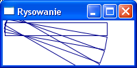 32/58 Można też wybrać środek obrotu: <Canvas Margin="3"> <Rectangle Stroke="DarkBlue" Width="150" Height="20"> <Rectangle.
