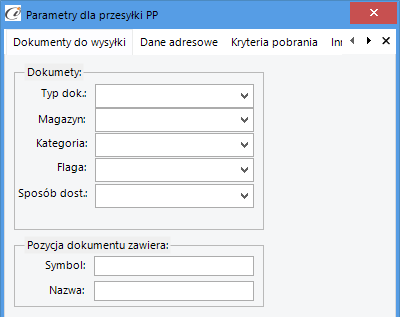 Ustawienia dane do przesyłki z tego poziomu oznaczamy ustawienia odbiorcy, a także określamy parametry pobrania na